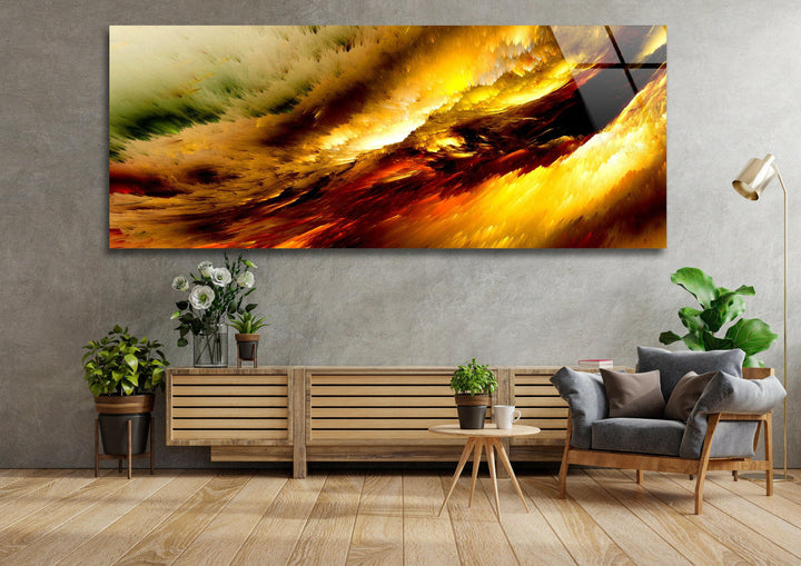 Yellow Cloud Abstract Glass Wall Art, print picture on glass, Tempered Glass Wall Art