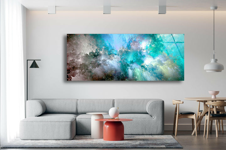 Light Blue Cloud Abstract Glass Wall Art, glass photo prints, glass picture prints