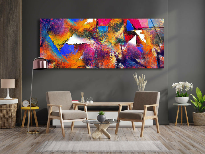 Colorful Modern Abstract Glass Wall Art, glass art painting, glass art for the Wall