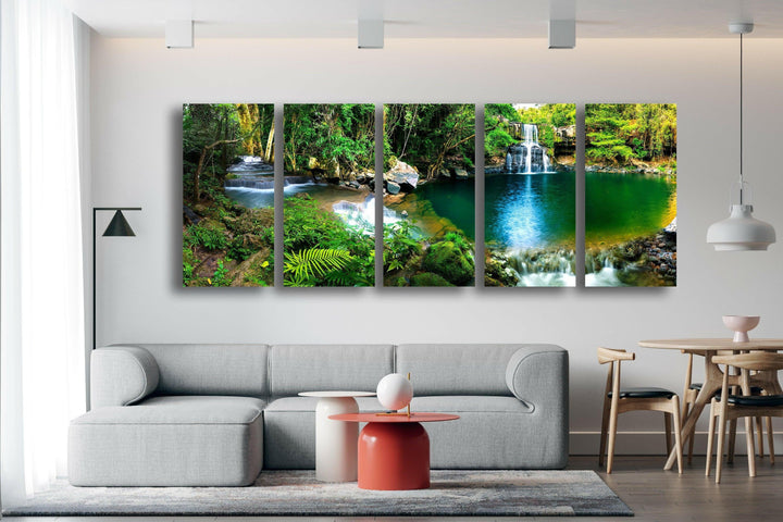 Waterfall Landscape Glass Wall Art, print picture on glass, Tempered Glass Wall Art