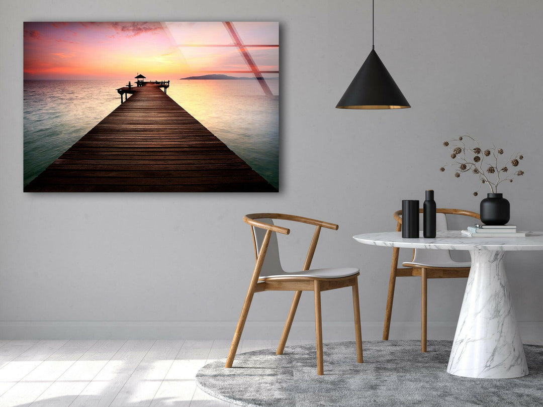 Coastal Pier Glass Wall Art