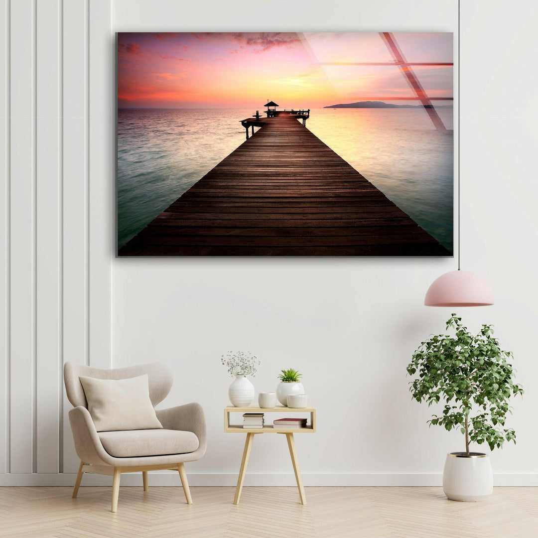 Coastal Pier Glass Wall Art