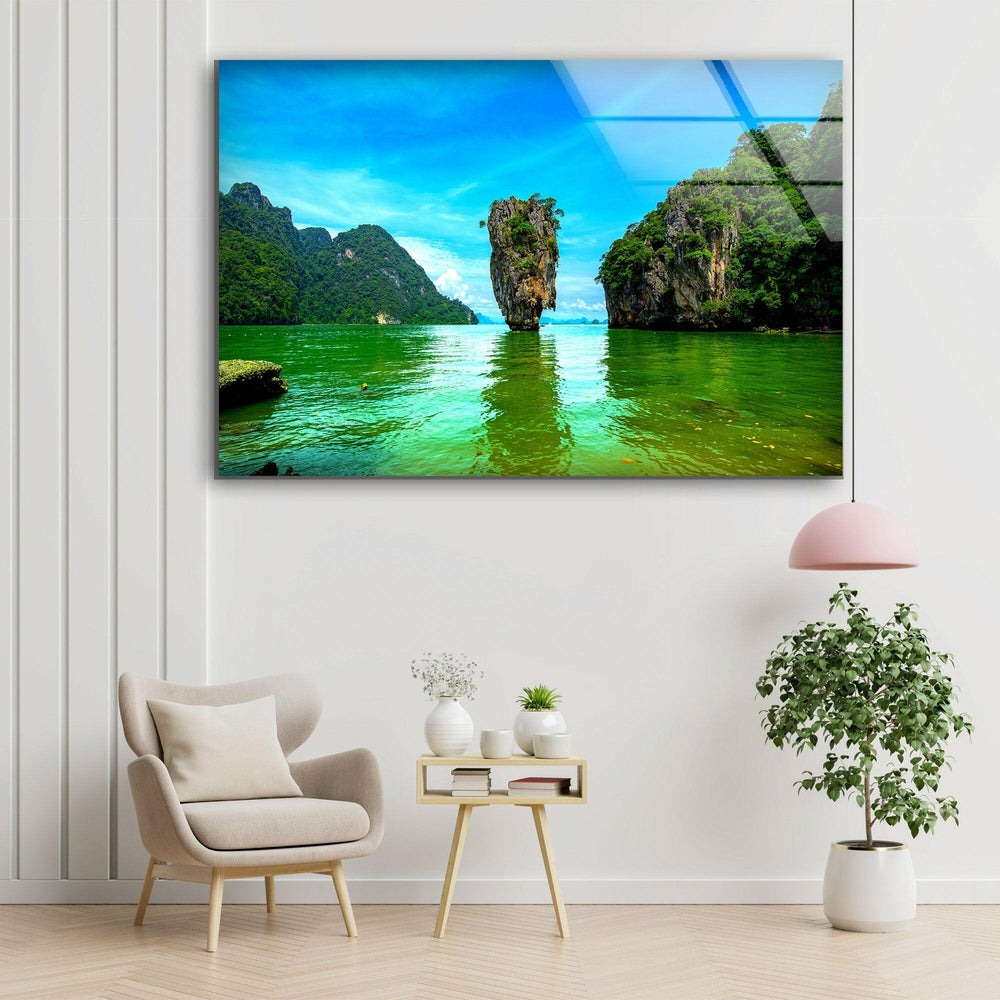 Phang Nga Bay Landscape Glass Wall Art photo print on glass, prints on glass wall art