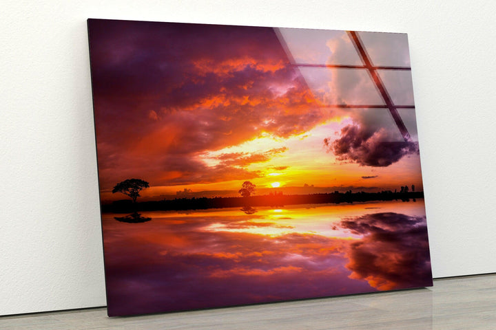 Vivid Pink Sunset Sky Glass Wall Art custom glass photo prints, large glass prints