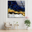 Alcohol Ink Blue Marble Tempered Glass Wall Art