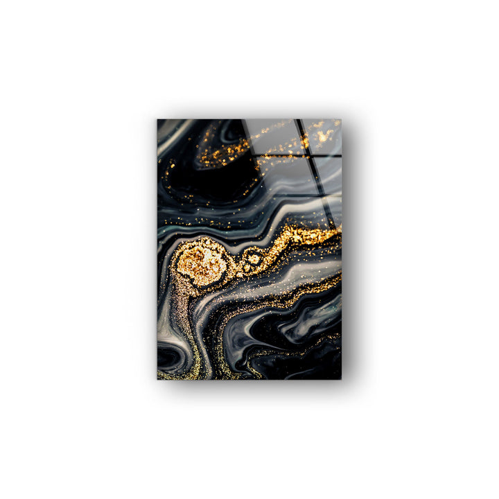 Black Gold Marble Abstract Glass Wall Art custom glass pictures, glass art prints