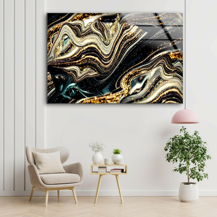 Golden Marble Glass Wall Decor