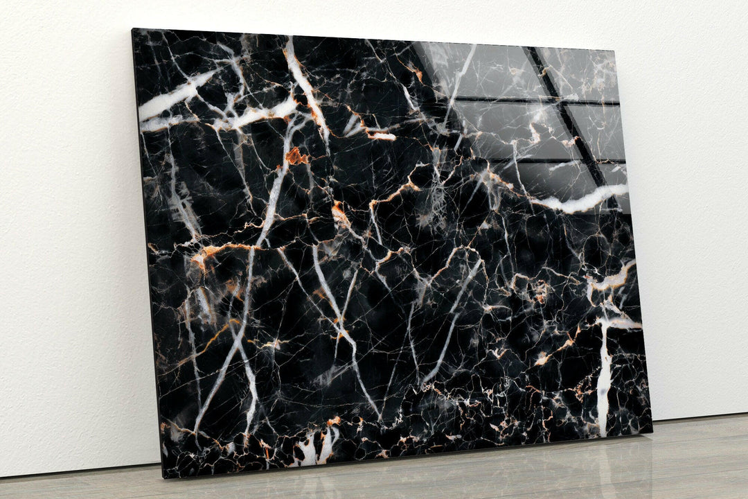 Black Abstract Marble Decor Glass Wall Art glass art painting, glass art for the Wall