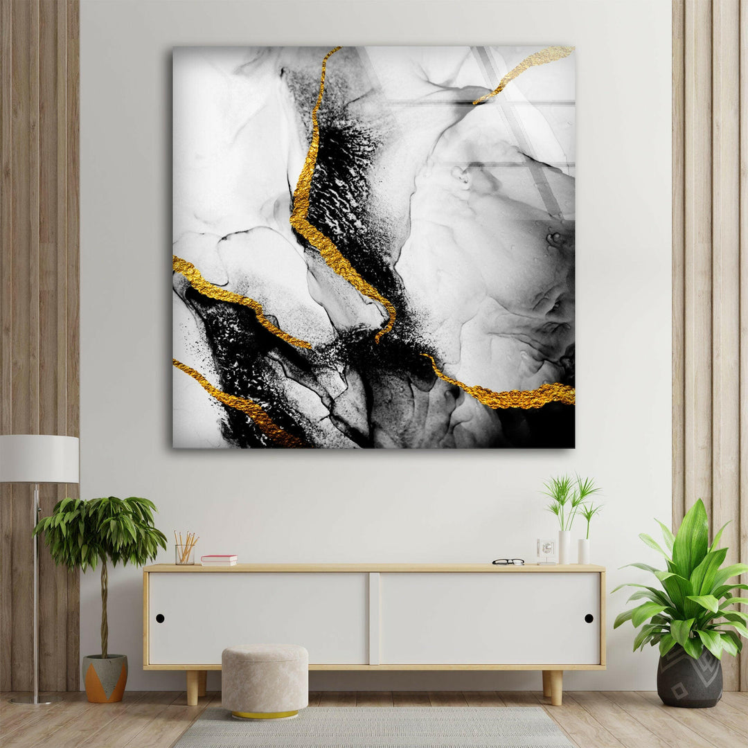 Marble Black Abstract Glass Wall Art stained glass wall art, stained glass wall decor