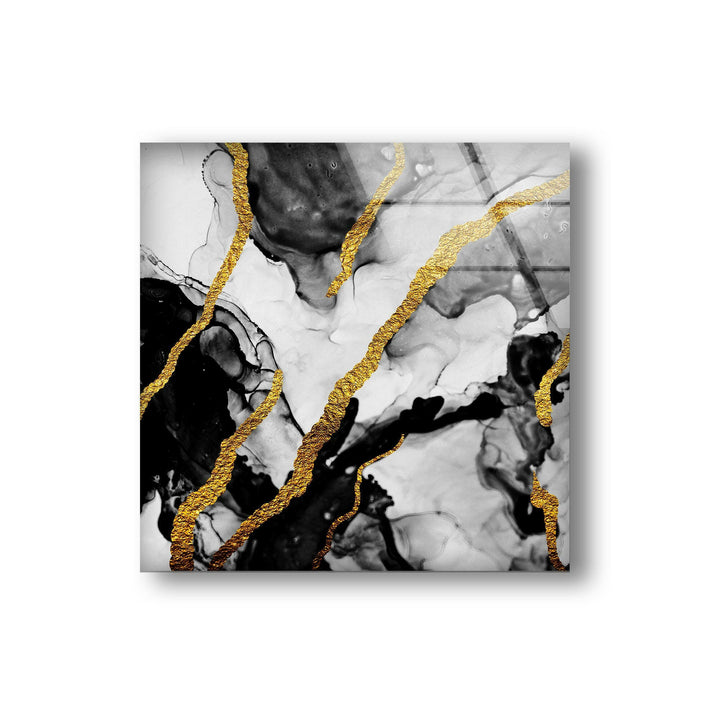 gold veins on gray alcohol ink wall art