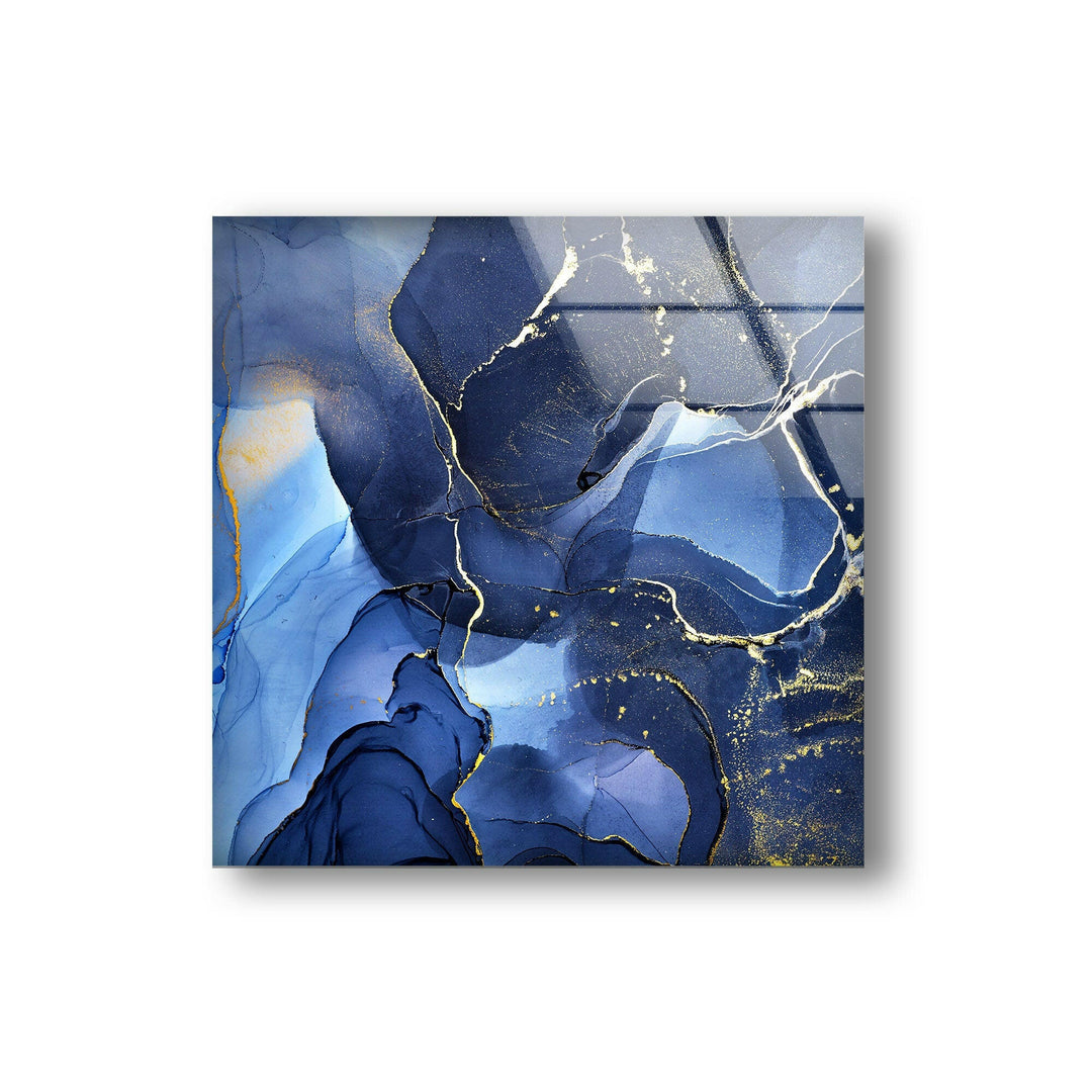 Alcohol ink Blue Abstract Glass Wall Art, glass photo prints, glass picture prints