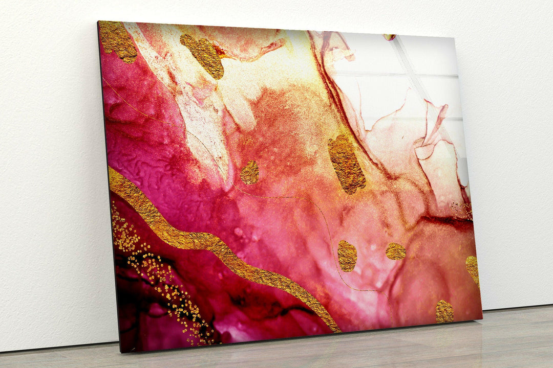 Luxury Pink Alcohol ink Glass Wall Art , art glass wall art, glass wall art pictures