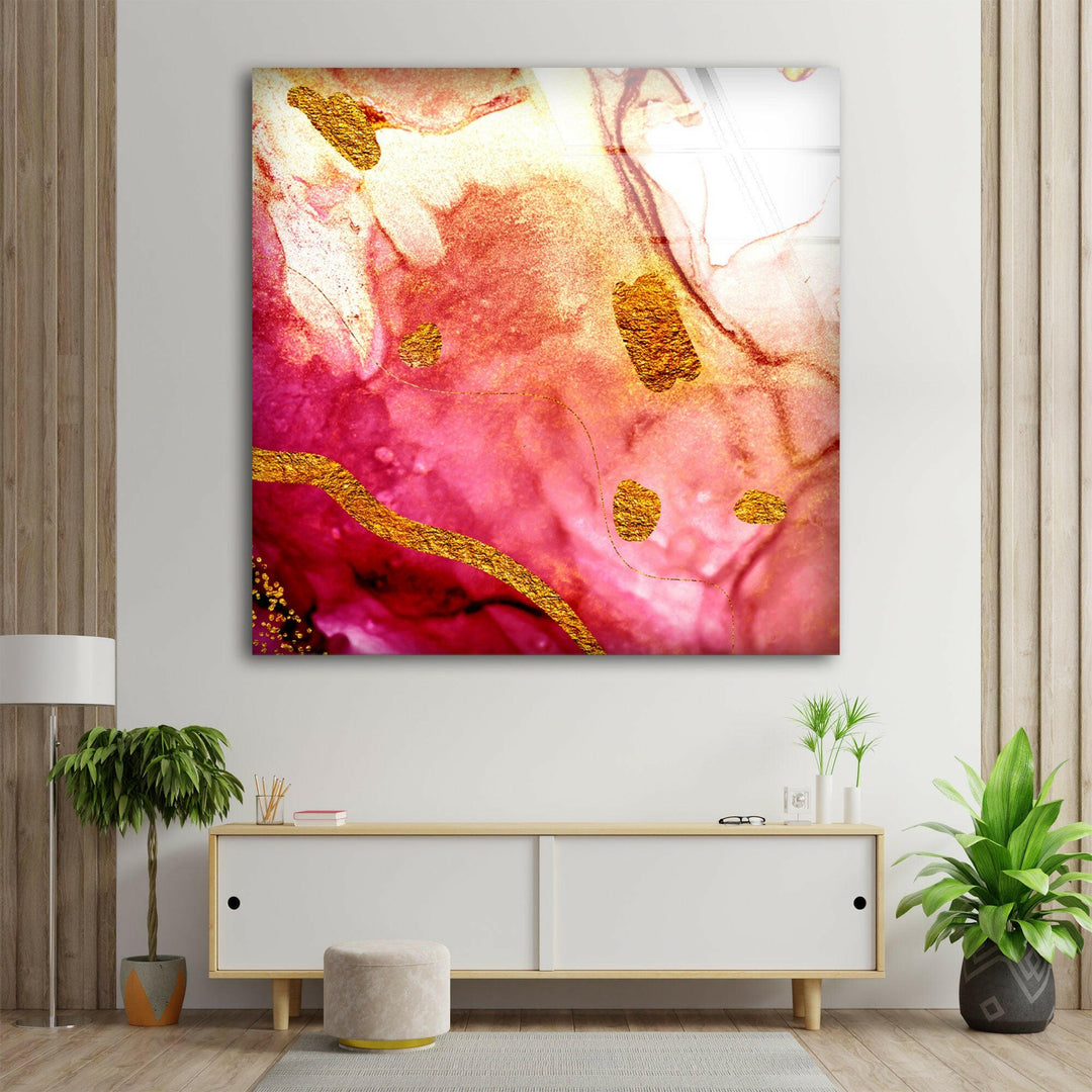 Luxury Pink Alcohol ink Glass Wall Art , glass photo prints, glass picture prints