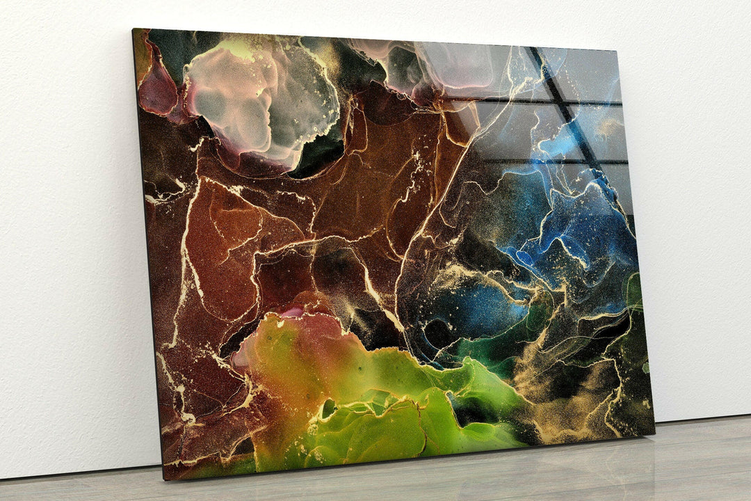 Brown Green Abstract Glass Wall Art , art glass wall art, glass wall art pictures