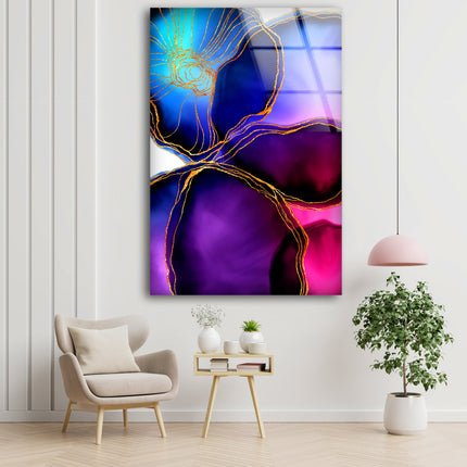 Alcohol ink Flower Glass Wall Art