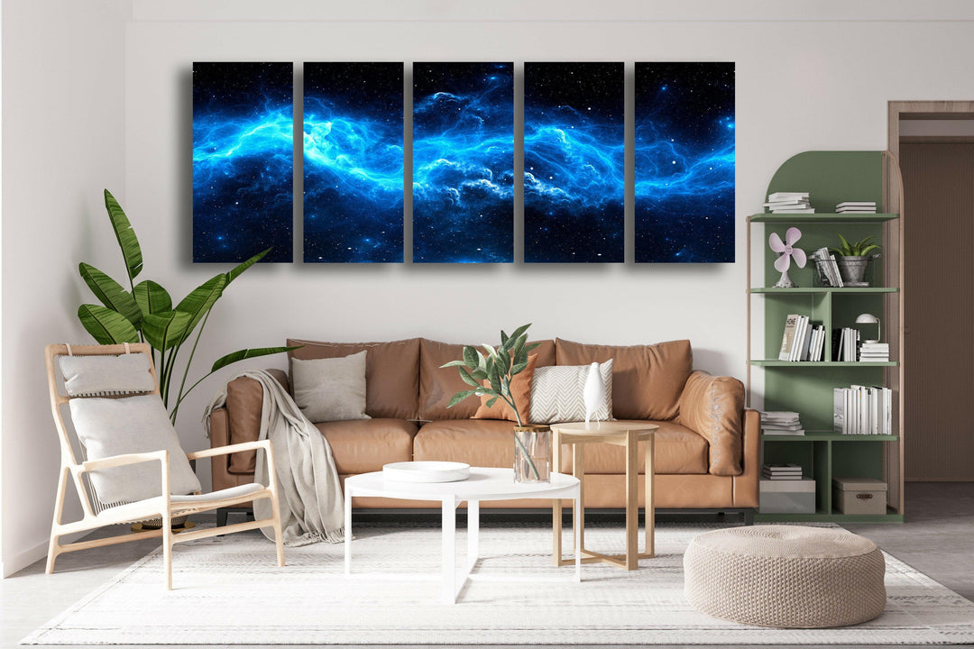 Blue Galaxy & Nebula Star Glass Wall Art, glass image printing, glass prints from photos