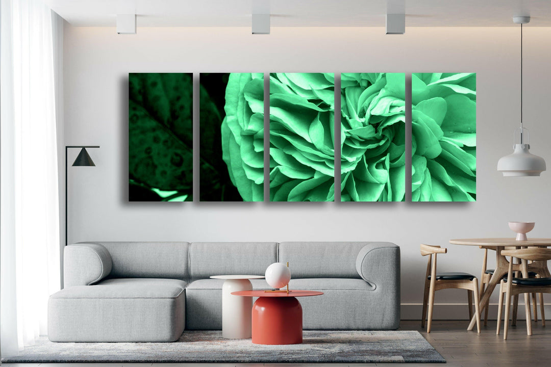 Mint Green Flower Glass Wall Art, art glass wall art, glass wall art pictures