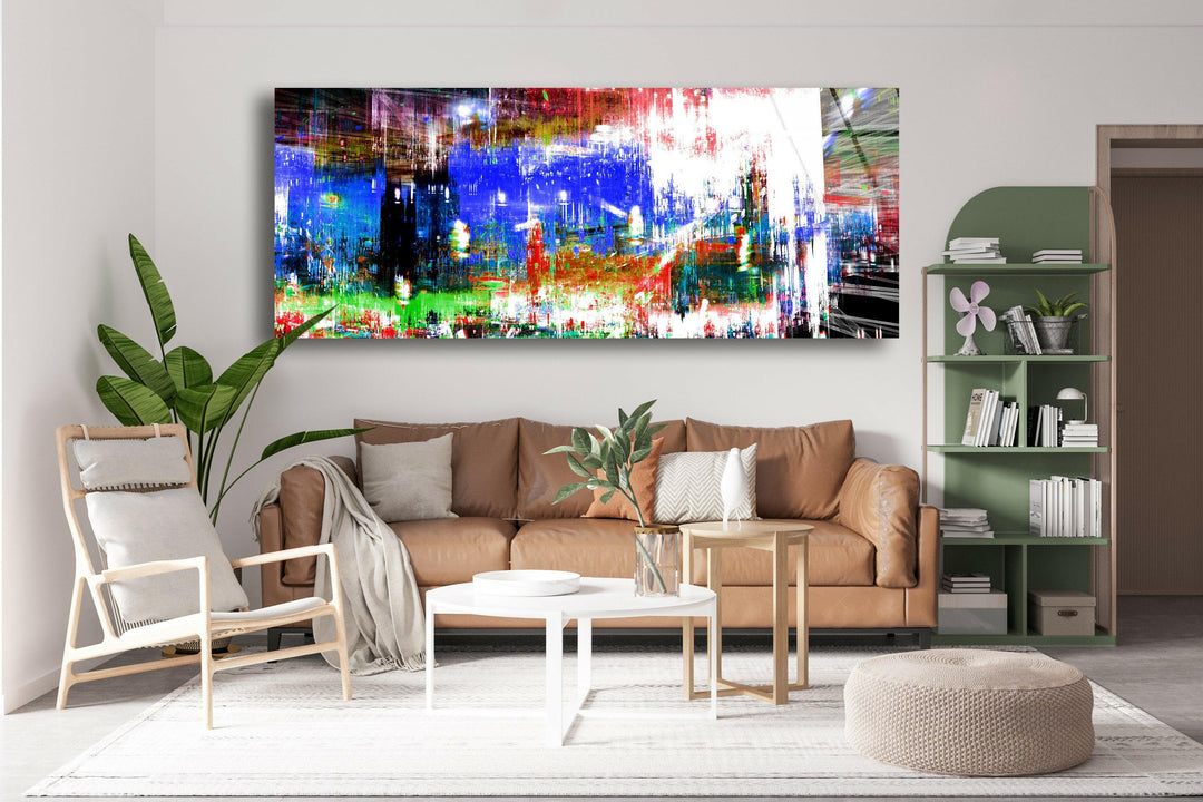 Colorful Oil Painting Abstract Glass Wall Art, glass pictures for Wall, glass prints wall art