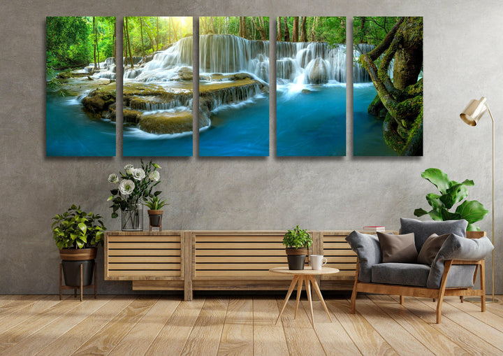 Deep Forest Waterfall Glass Wall Art, Glass Printing Wall Art, Print photos on glass