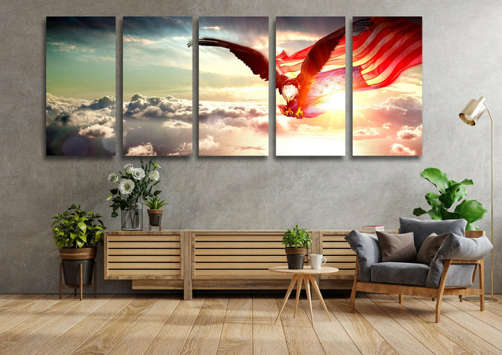 American Flag Eagle Glass Wall Art, glass wall decor, glass wall art decor