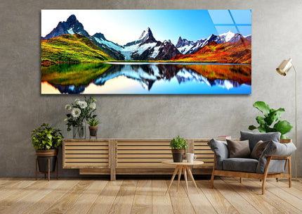 Lake Bachalpsee & Mountain Landscape Glass Wall Art