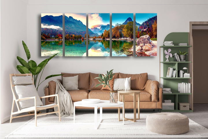 Lake Jasna Nature Landscape Glass Wall Art, photo print on glass, prints on glass wall art