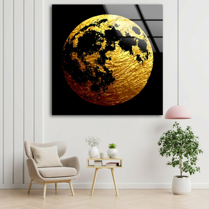 Golden Moon Glass Wall Art, large glass photo prints, glass wall photos