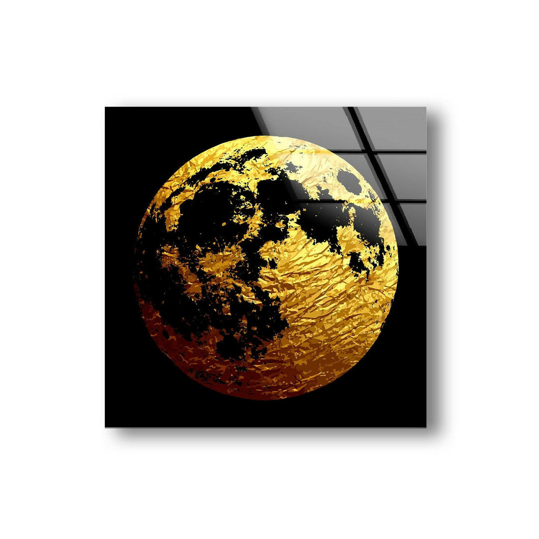 Golden Moon Glass Wall Art, art glass wall art, glass wall art pictures