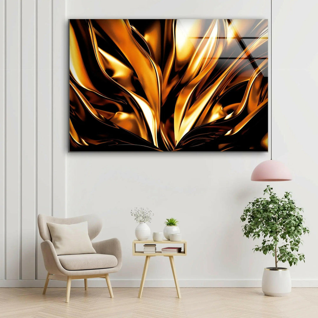 Golden fractal Glass Photos & Wall Art Decor