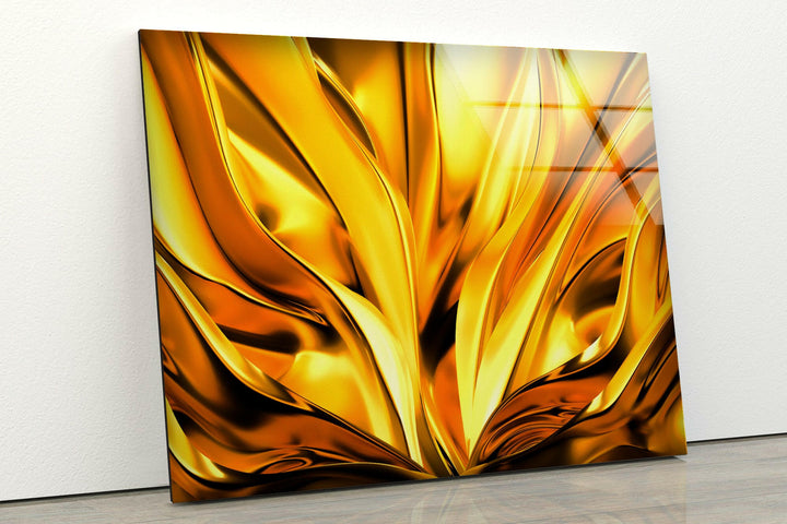 Alcohol Ink Golden 3D Glass Wall Art glass art painting, glass art for the Wall