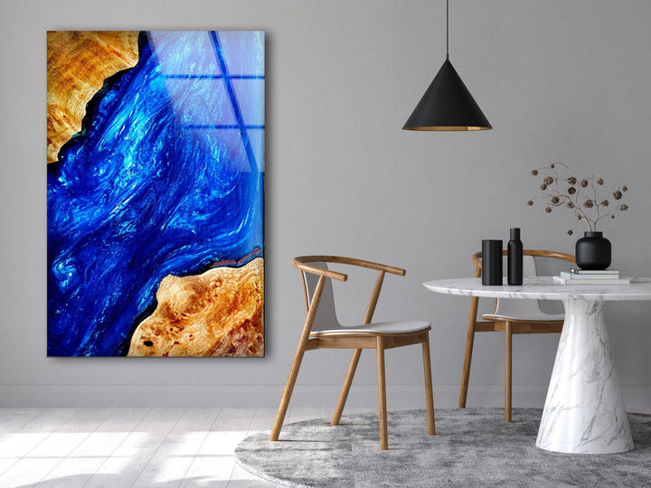 Blue Abstract Epoxy Glass Wall Art custom glass photo prints, large glass prints