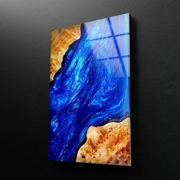 Blue Abstract Epoxy Glass Wall Art large glass photo prints, glass wall photos