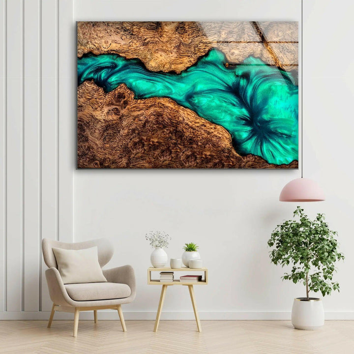 Copper Epoxy Pattern Abstract Glass Wall Artglass pictures for Wall, glass prints wall art
