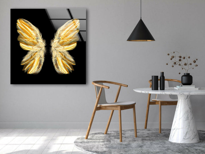 Golden Butterfly Glass Wall Art custom glass pictures, glass art prints