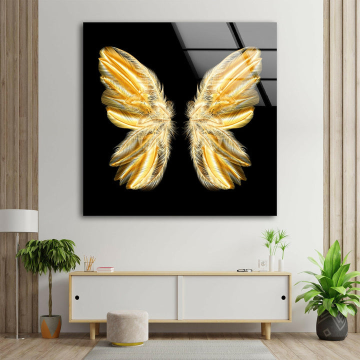 Golden Butterfly Glass Wall Art stained glass wall art, stained glass wall decor