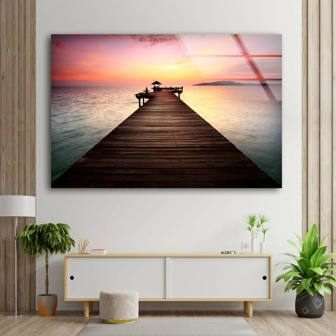 Coastal Pier Glass Wall Art