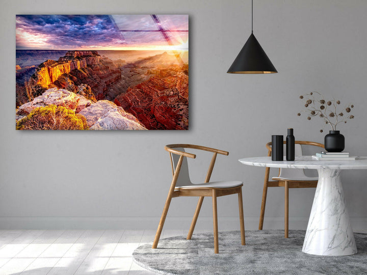 Grand Canyon Golden Sunset Glass Wall Art Glass Printing Wall Art, Print photos on glass