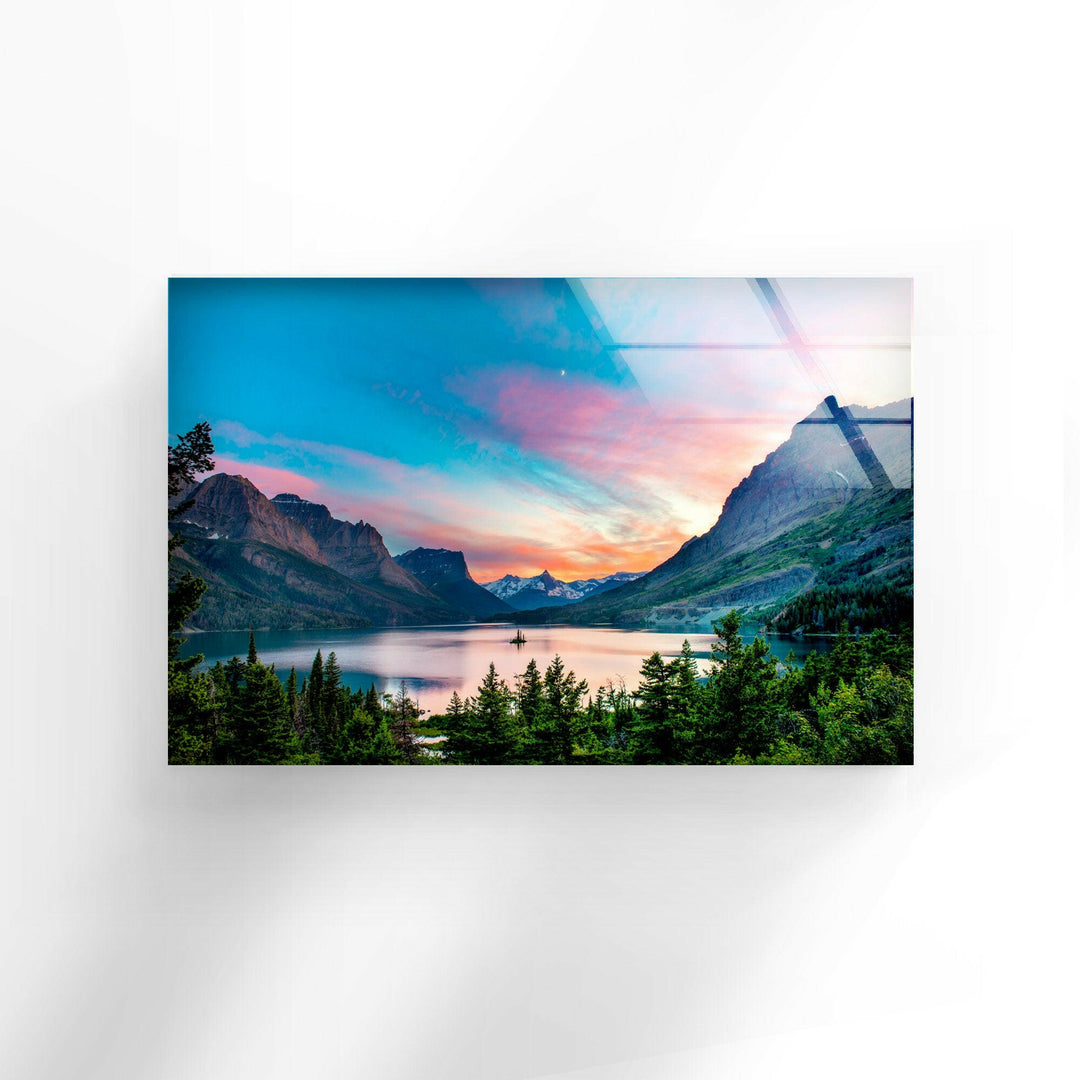 Saint Mary Lake Glass Wall Art Glass Printing Wall Art, Print photos on glass