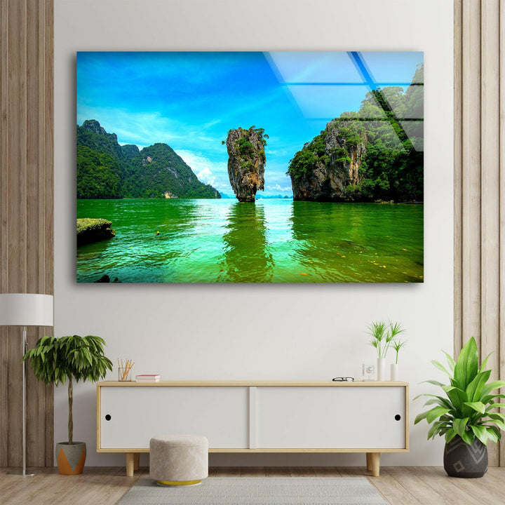 Phang Nga Bay Landscape Glass Wall Art custom glass photo prints, large glass prints