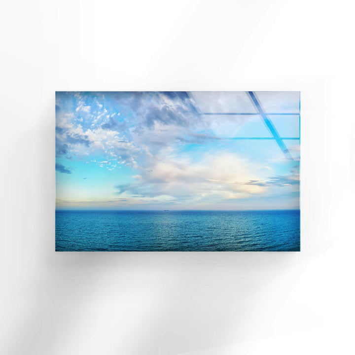 Blue Sky & White Clouds Glass Wall Art print picture on glass, Tempered Glass Wall Art