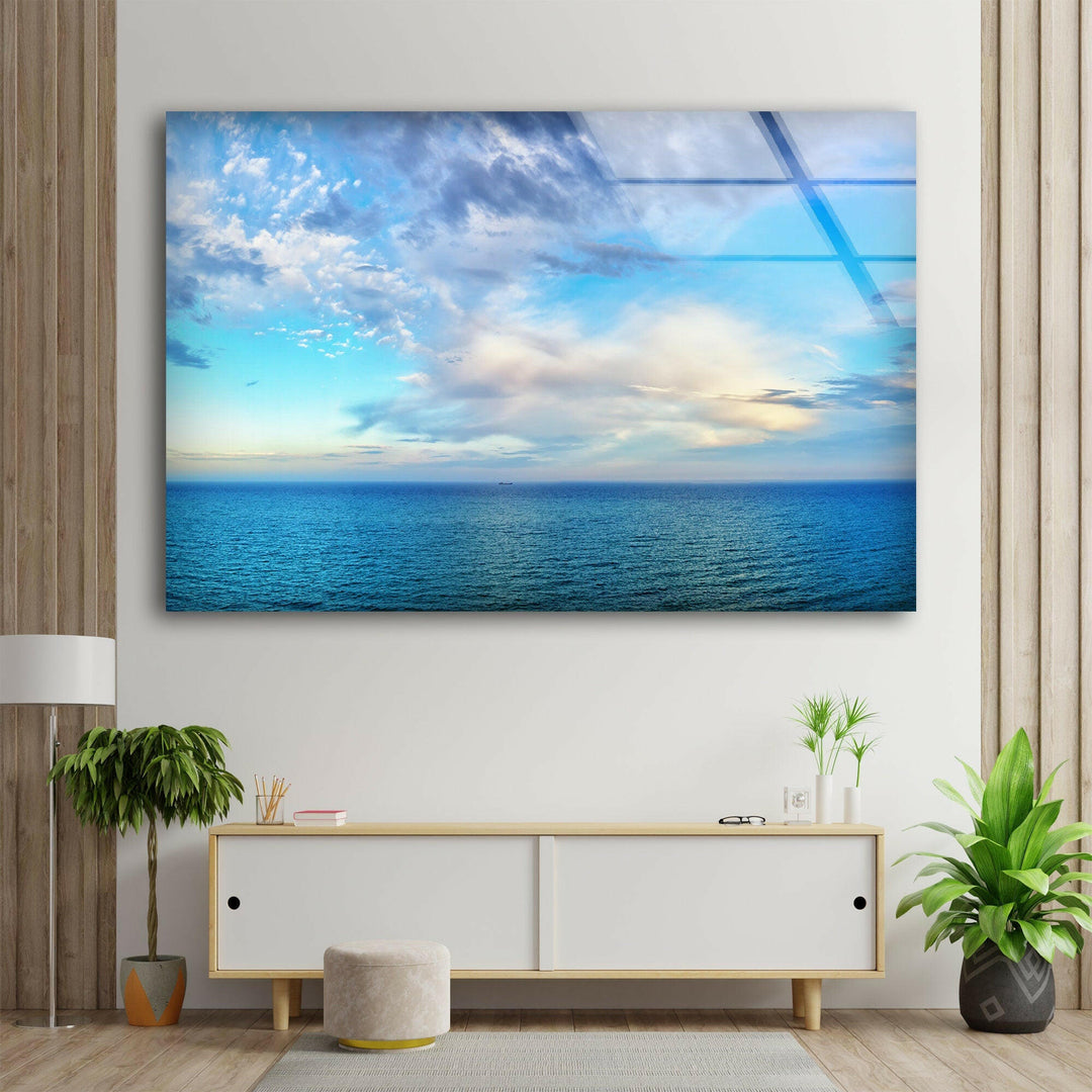 Blue Sky & White Clouds Glass Wall Art custom glass photo prints, large glass prints