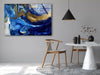 Marbled Blue and Gold Abstract Glass Wall Art