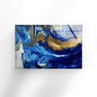 Marbled Blue and Gold Abstract Tempered Glass Printing Wall Arts