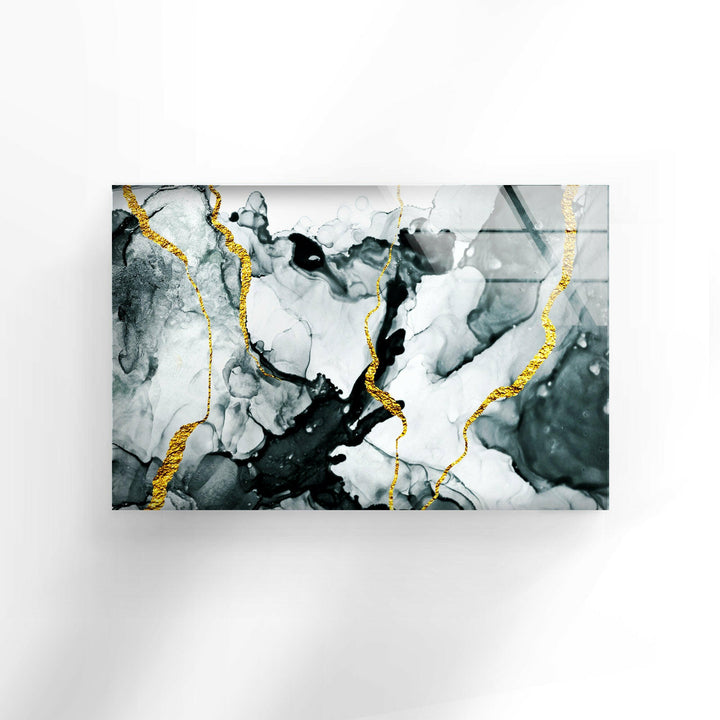 Gold & White Abstract Marble Glass Wall Art glass image printing, glass prints from photos