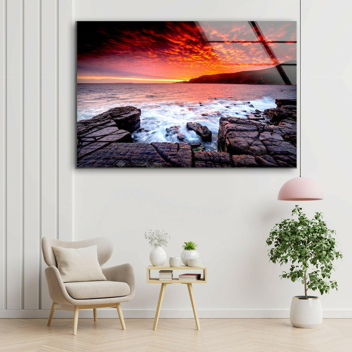 Sky Red at Night Glass Wall Art