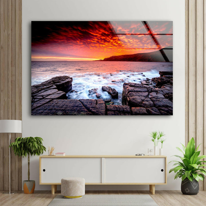 Sky Red at Night Glass Wall Art