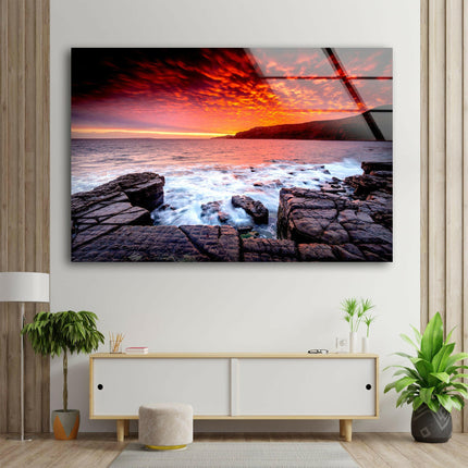 Sky Red at Night Glass Wall Art