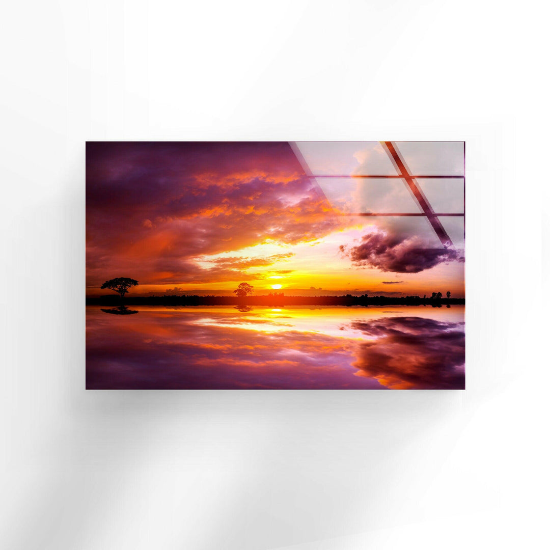 Vivid Pink Sunset Sky Glass Wall Art large glass photo prints, glass wall photos