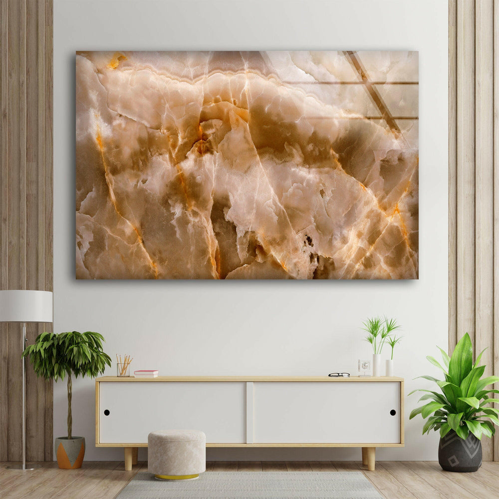 White Brown Marble Glass Wall Art Glass Printing Wall Art, Print photos on glass