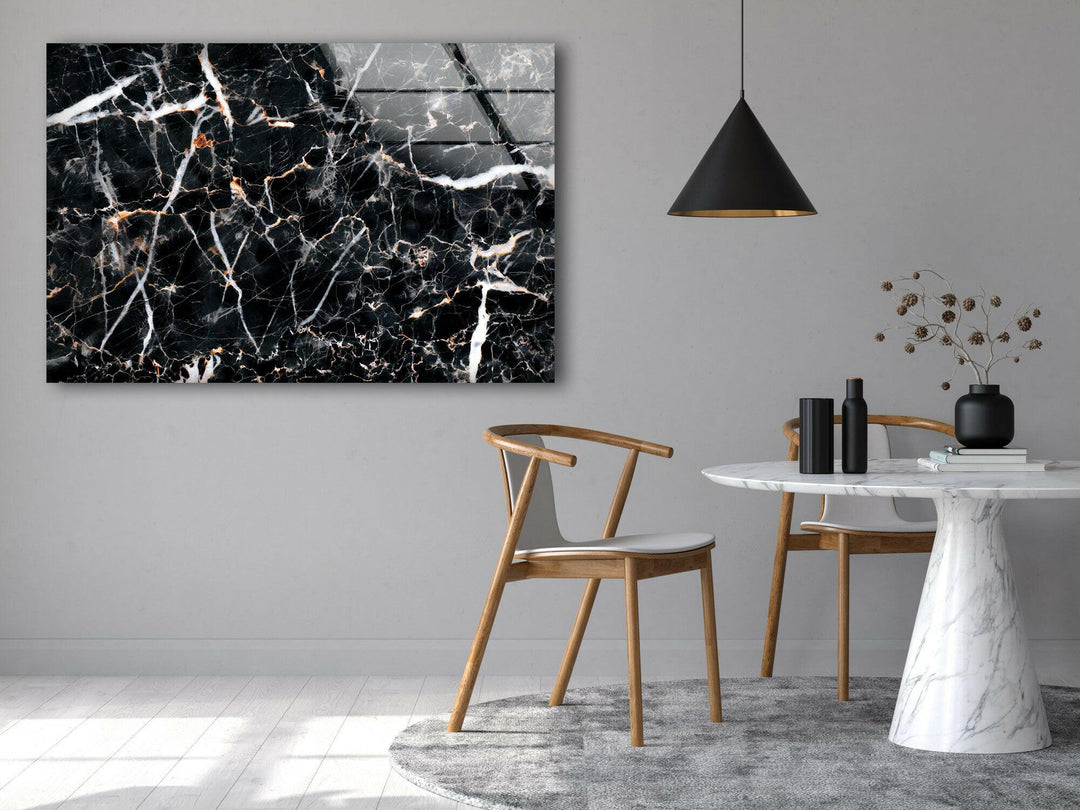 Black Abstract Marble Decor Glass Wall Art glass image printing, glass prints from photos